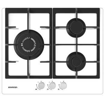 Infiniton GG-322 Placa de Gas 3 Zonas Cristal Blanco