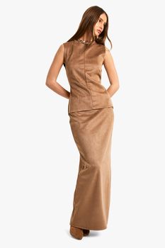 Falda Maxi De Ante, Beige