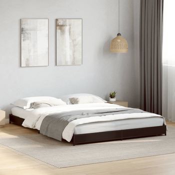 vidaXL Estructura de cama madera de ingeniería y metal negro 140x190cm