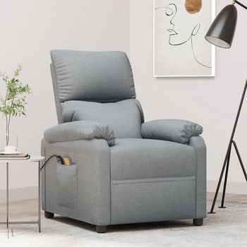 vidaXL Sillón de masaje elevable tela gris claro