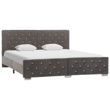 vidaXL Estructura de cama sin colchón terciopelo gris 160x200 cm