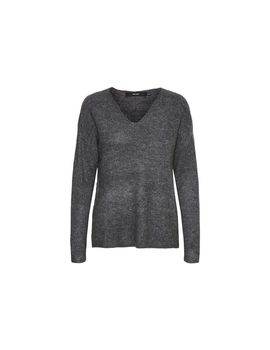 Jersey vero moda crewlefile v-neck medium grey melange mujer