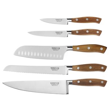 Set de 5 cuchillos de cocina  madera