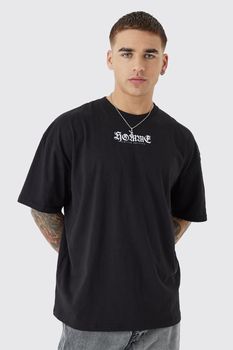 Camiseta Oversize Con Estampado Gráfico Homme, Negro