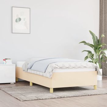 vidaXL Estructura de cama sin colchón tela crema 90x200 cm