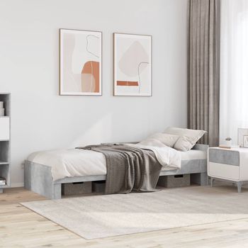 vidaXL Estructura de cama madera de ingeniería gris hormigón 90x190 cm