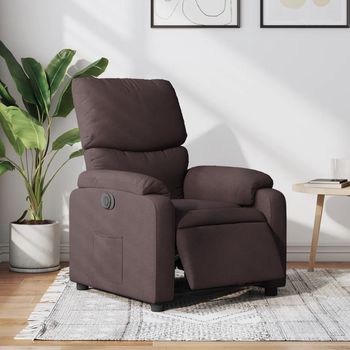 vidaXL Sillón reclinable eléctrico tela marrón oscuro