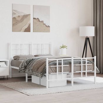 vidaXL Estructura cama sin colchón con estribo metal blanco 120x200 cm