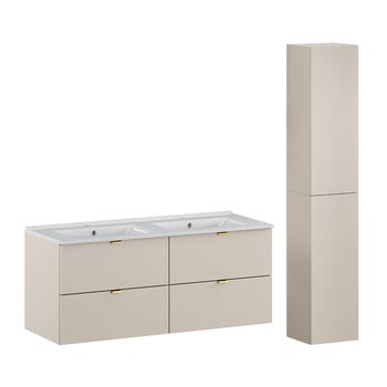 Set de muebles con lavabo encastrado y columna estratificado 120cm