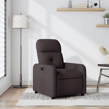 vidaXL Sillón reclinable de tela marrón oscuro