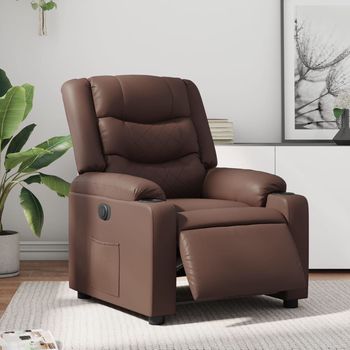 vidaXL Sillón reclinable eléctrico de cuero sintético marrón