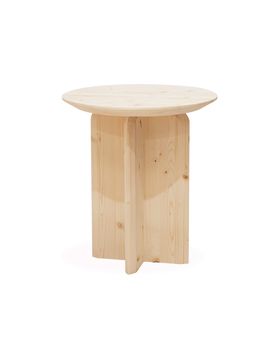 Mesa auxiliar de madera maciza en tono natural de 50x45cm