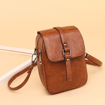 Bolso Retro Para Móvil, Cartera Vertical De Múltiples Capas, Mini Bolso De Bandolera De Moda Para Monedas