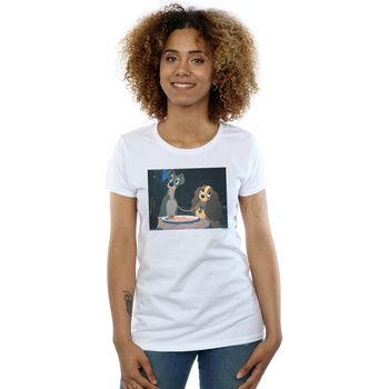 Disney Camiseta manga larga Lady And The Tramp Spaghetti Slurp para mujer