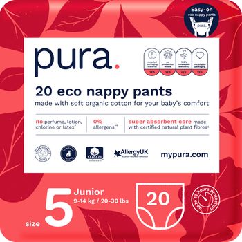 Pura Disposable Nappy Pants - Size 5 - Junior - Pack of 20