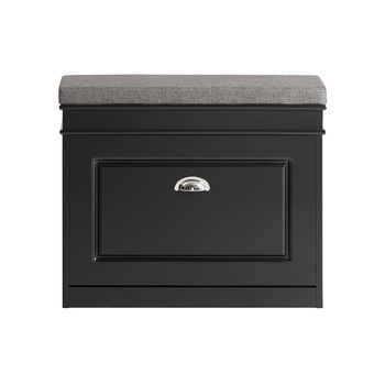 Banco zapatero con 1 cajón ancho mdf negro