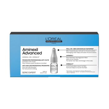 Aminexil Advanced - 10 x 6 ml (anti-caída) - L'Oréal Professionnel - Tratamiento anti-caída. Fortalece la fibra capilar desde la raíz.