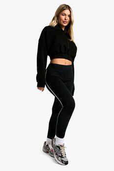 Leggins De Tiro Alto Con Línea Lateral, Negro