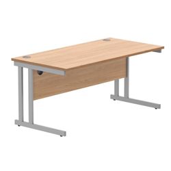 Office Rectangular Desk Steel Double Cantilever 1600X800 Beech/Silver