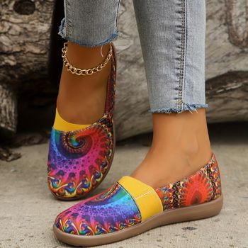 Zapatos Planos Coloridos Para Mujeres, Zapatos Casuales Sin Cordones Con Punta Cerrada, Zapatos Ligeros Y Cómodos