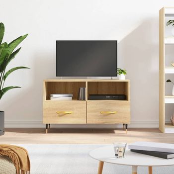 vidaXL Mueble para TV madera contrachapada roble ahumado 80x36x50 cm