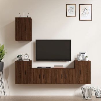 vidaXL Set de muebles para TV 5 pzas madera contrachapada roble marrón