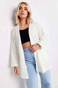 Yours Blazer Blanco Textura, Mujer Curvy Y Tallas Grandes, Yours