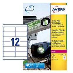 Avery Laser Label 63.5x72mm Heavy Duty White (240 Pack)