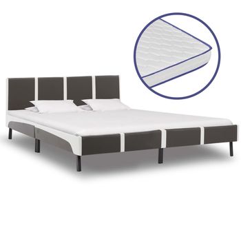 vidaXL Cama con colchón viscoelástico cuero sintético 180x200 cm