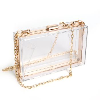 Bolso De Mano Transparente De Acrílico Para Mujeres, Con Correa De Cadena Desmontable, Bolso De Noche Tipo Clutch Para Bodas, Fiestas Y Banquetes