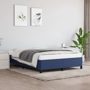 vidaXL Cama sin colchón tela azul 140x190 cm