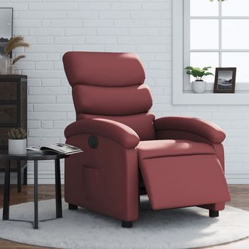 vidaXL Sillón reclinable eléctrico de cuero sintético rojo tinto