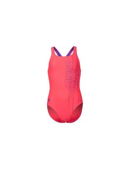 Bañador de natación arena swim pro back graphic fluo red niña