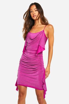 Vestido Tall Mini Drapeado Con Costuras Adhesivas, Pink