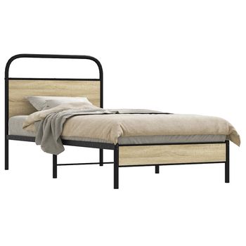 vidaXL Estructura de cama sin colchón 75x190 cm madera roble Sonoma