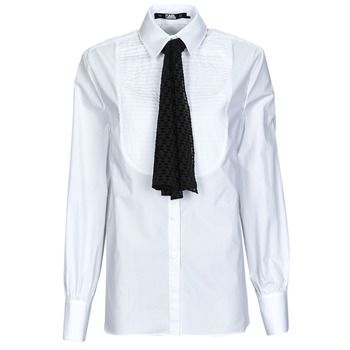 Karl Lagerfeld Camisa BIB SHIRT W/ MONOGRAM NECKTIE para mujer