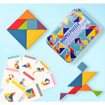 Juego de Tangram de madera, juguete educativo Montessori, proporciona a los niños herramientas de aprendizaje para matemáticas y geometría, regalos de Halloween, Navidad, Acción de Gracias