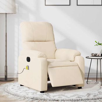 vidaXL Sillón reclinable de masaje eléctrico tela de microfibra beige