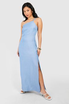 Vestido Petite Maxi De Tirantes Y Cambray, Azul