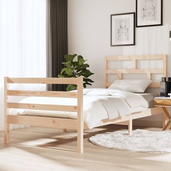 vidaXL Estructura de cama individual de madera maciza 90x190 cm