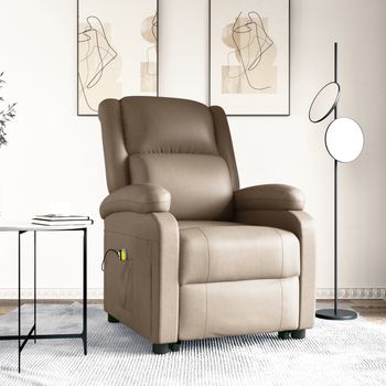 vidaXL Sillón de masaje elevable cuero sintético color capuchino