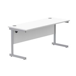 Office Rectangular Desk Steel Single Cantilever 1600X600 White/Silver