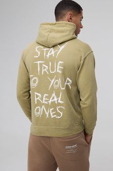 Sudadera Con Capucha Y Estampado Gráfico Stay True, Verde