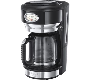 RUSSELL HOBBS Retro Glass Filter Coffee Machine - Black, Black