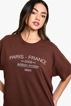 Camiseta Oversize Con Estampado Paris France 2006, Brown