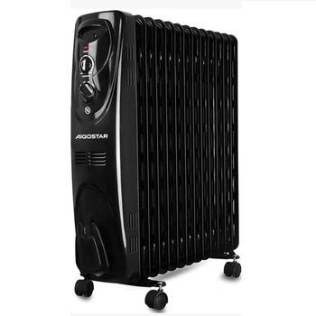 Aigostar Radiador de Aceite de 11 Elementos 2300W 3 Niveles de Potencia Negro