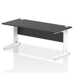 Impulse 1800x800mm Straight Desk Black Top White Cable Managed Leg