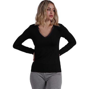 Admas Blusa Camiseta de manga larga Pico Raso para mujer