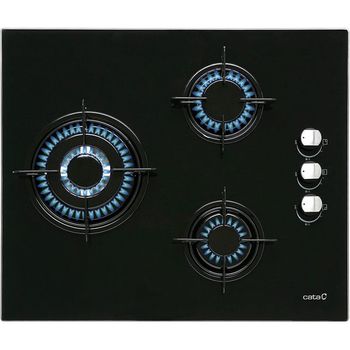 Cata CIB 6021 BK Placa de Gas 3 Zonas 60cm Cristal Negro