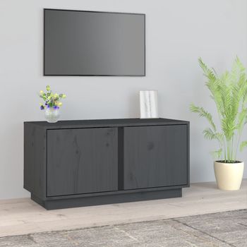 vidaXL Mueble de TV madera maciza de pino gris 80x35x40,5 cm